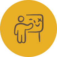 Pictogramme représentant un personnage expliquant l'itinéraire