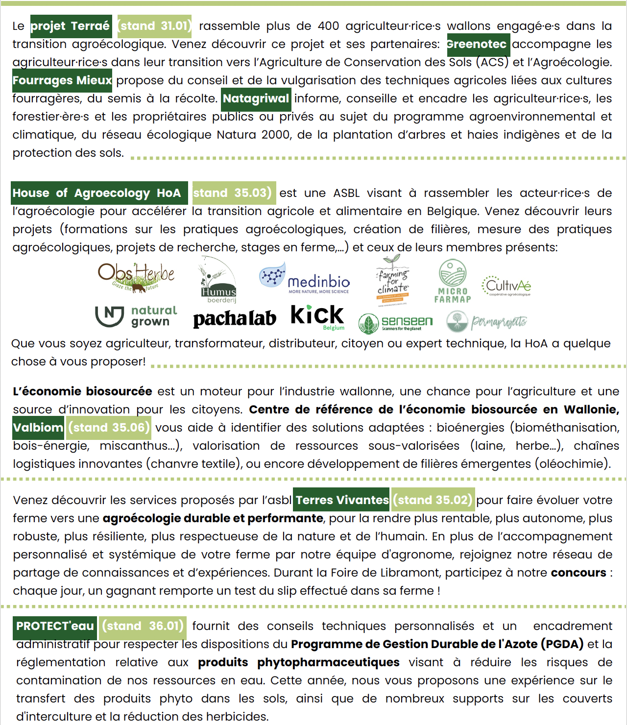 Le programme du Village de l'Agroécologie à la Foire de Libramont 2025
